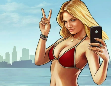 Grand Theft Auto V Bikini Selfie Girl w/ iFruit Phone Store Display Promo  Poster