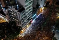 Demonstration demanding Hong Kong's leaders to step down and withdraw the extradition bill, in Hong Kong