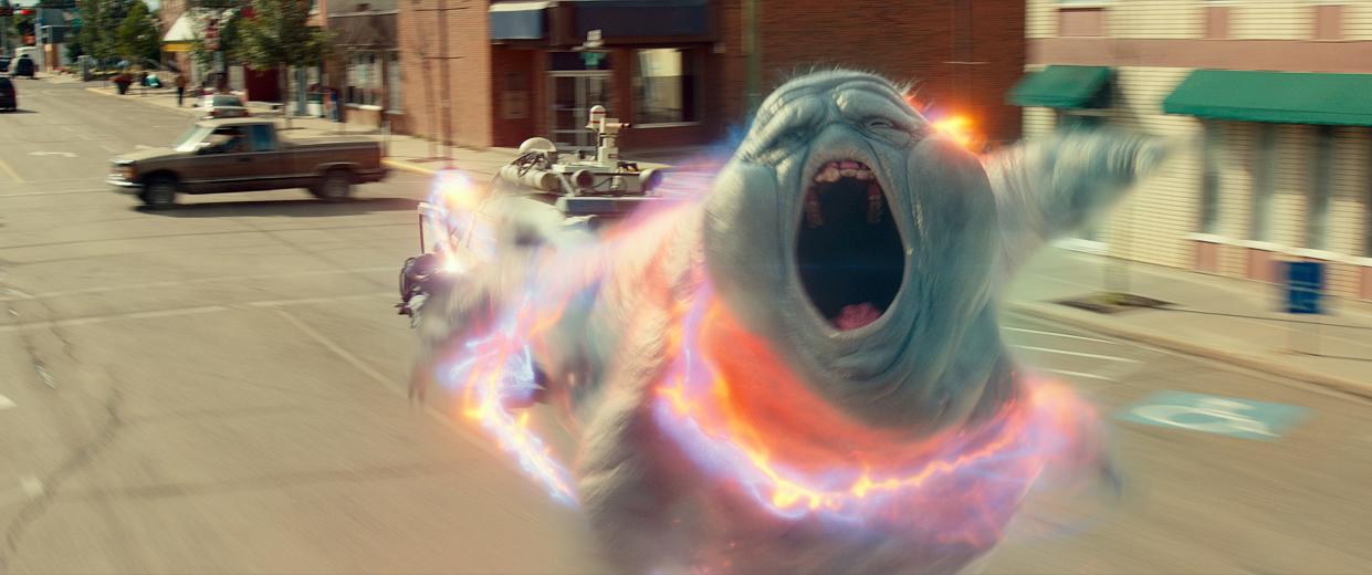 Muncher gets trapped by kids in the Ecto-1 in "Ghostbusters: Afterlife."