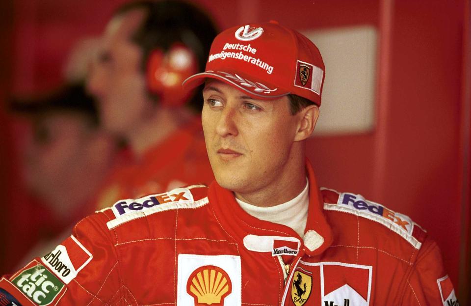 Michael Schumacher keeps an eye on the opposition during practice at Hockenheim  (Photo by Steve Mitchell/EMPICS via Getty Images)