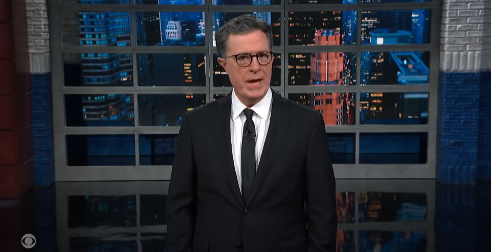 Mr Colbert joined other late-night hosts in poking fun at right-wing conspiracy theorists who have claimed Taylor Swift is part of a conspiracy to defeat Donald Trump in the 2024 election (The Late Show with Stephen Colbert)