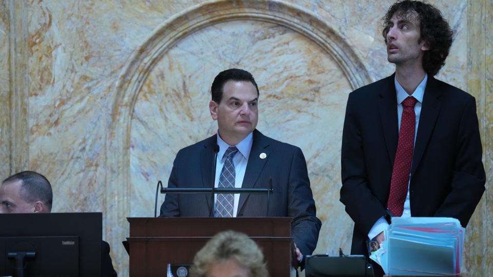 Trenton, NJ - June 20,2023 --  Senate President Nicholas Scutari during the afternoon senate session. The New Jersey Senate Budget and Judiciary Committees convened today at the statehouse in Trenton before the full senate convened to vote on bills as the state’s budget deadline approaches. 