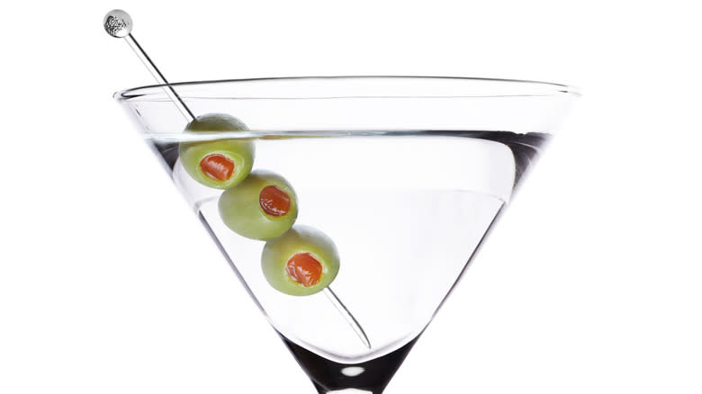 martini with three olives