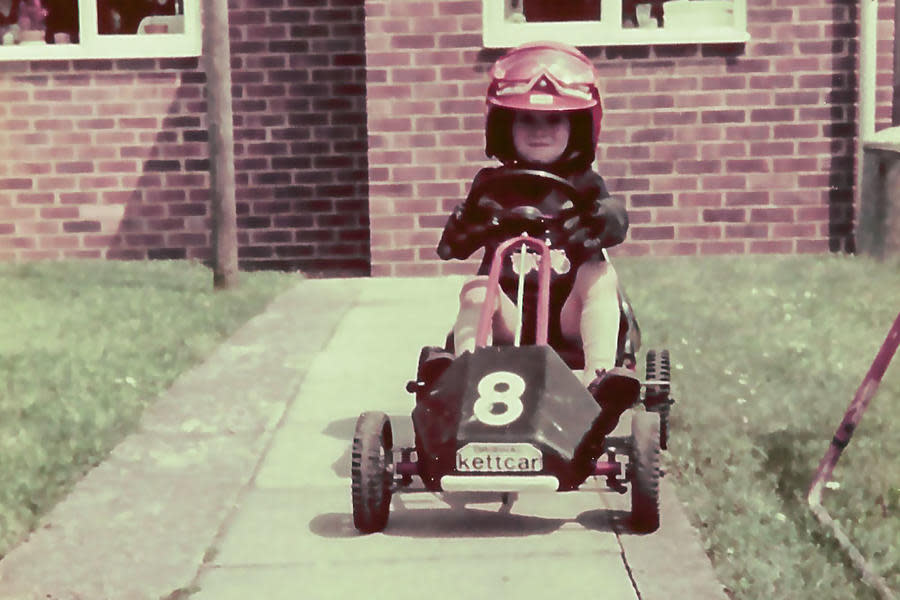 A young Matt Prior piloting his Kettler Kettcar