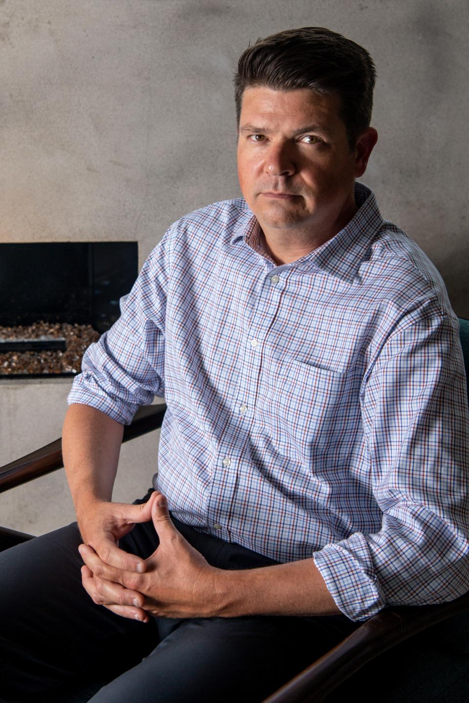 Jason Martin, a Nashville physician and vocal critic of the state's response to the COVID-19 pandemic, has officially announced his bid for the Democratic gubernatorial nomination in 2022, is pictured in his home on Friday, Aug. 20, 2021, in Nashville, Tenn.