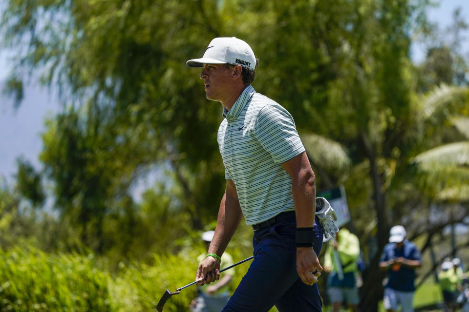 Cameron Champ, of the United States, walks on the sixth hole during the third round of the Mexico Open at Vidanta in Puerto Vallarta, Mexico, Saturday, April 30, 2022. (AP Photo/Eduardo Verdugo)