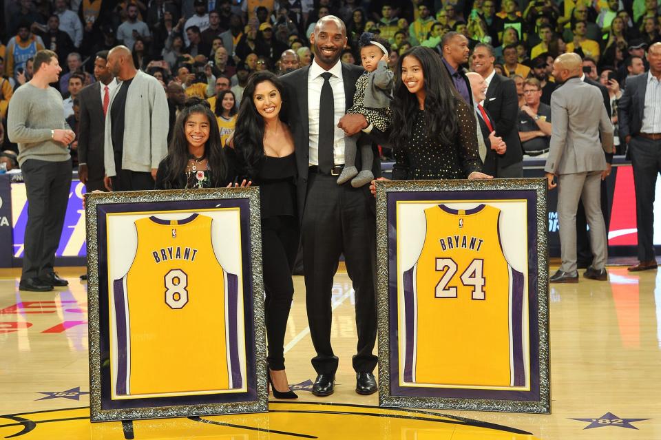 Following his <a href="https://people.com/sports/kobe-bryant-throwback-photos/" rel="nofollow noopener" target="_blank" data-ylk="slk:20-year career in the NBA;elm:context_link;itc:0;sec:content-canvas" class="link ">20-year career in the NBA</a>, Kobe's entire family came out to support him when he retired from basketball in 2016.