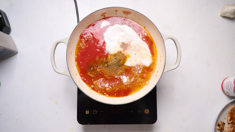 curry ingredients in skillet