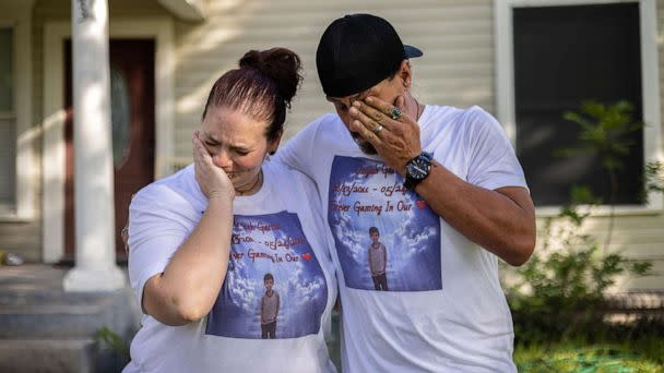 PHOTO: In this June 1, 2022, file photo, Nikki and Brett Cross, who lost their nephew, Uziyah Garcia, 10, a victim of the mass shooting at Robb Elementary School, are shown in Uvalde, Texas. (Tamir Kalifa/The New York Times via Redux, FILE)