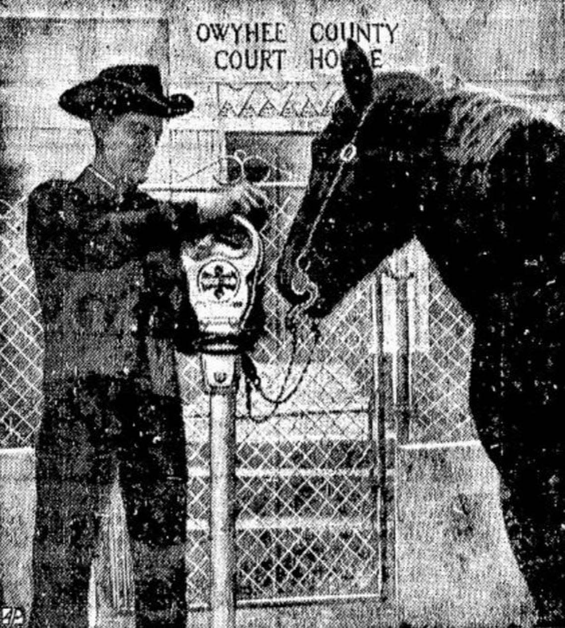 “This parking meter is the only one in Owyhee County. It doesn’t work, but Kenneth Downing, county clerk, finds that it can be very handy when used as a hitching post,” a photo caption from a 1956 edition of the Idaho Statesman stated.
