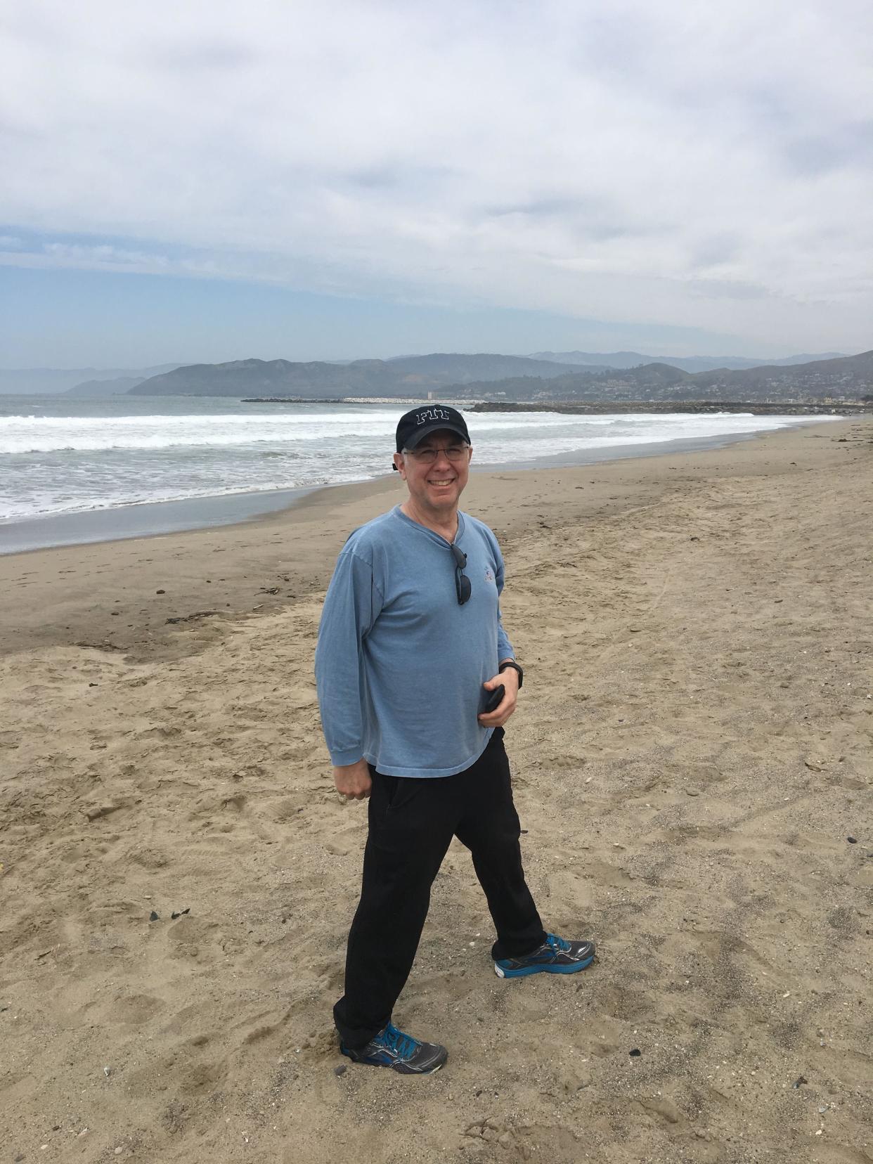 Mark Oliver enjoying a beach day in California in spring 2017.