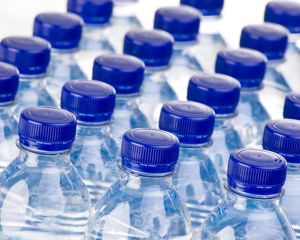 rows of bottled water