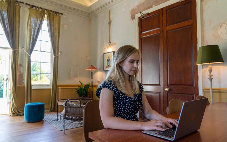 Helen Chandler-Wilde in one of the work rooms at Birch in Hertfordshire - where they offer a 'working mini-break'  