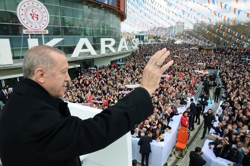 Turkish President Erdogan announces AKP's election manifesto, in Ankara