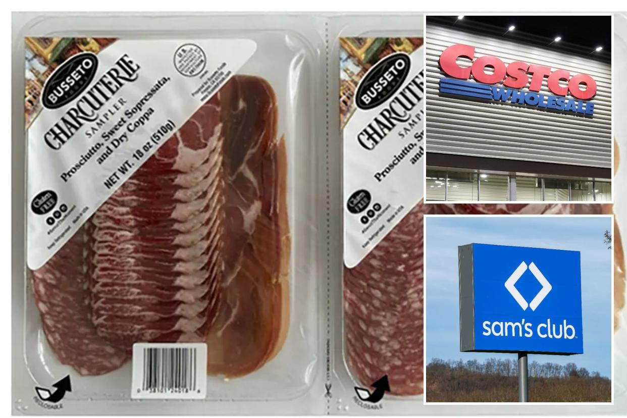 Busseto's Charcuterie Sampler, Costco and Sam's Club signs