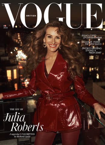 <p>Lachlan Bailey for British Vogue</p> Julia Roberts on the cover of British <em>Vogue</em>'s February 2024 issue