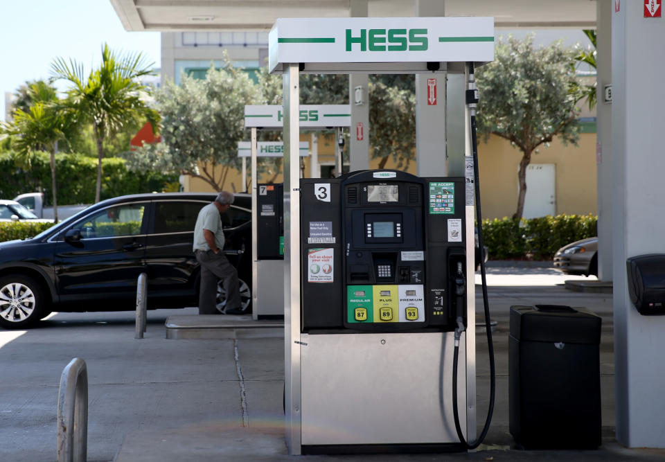 MIAMI, FL - MAY 22: A Hess gas station is seen on May 22, 2014 in Miami, Florida. The Hess Corporation announced that it would sell its retail arm to Marathon Petroleum for $2.6 billion. (Photo by Joe Raedle/Getty Images)