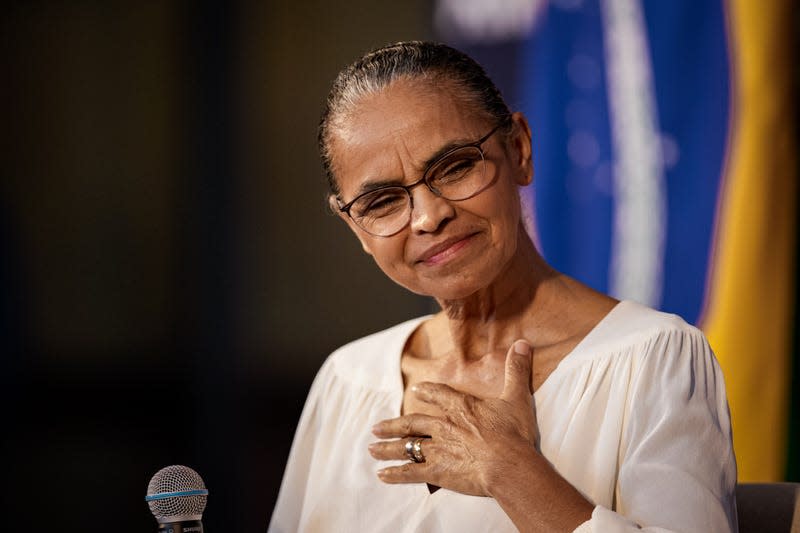 Marina Silva, Brazil’s environment minister, speaks at the American Chamber of Commerce (Amcham) ahead of the Group of 20 (G-20) in Sao Paulo, Brazil, on Tuesday, Feb. 27, 2024. - Photo: Tuane Fernandes/Bloomberg (Getty Images)