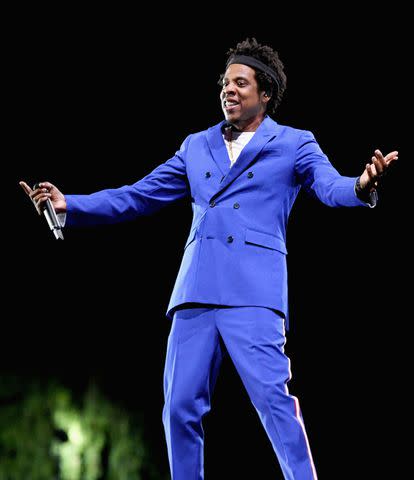 <p>Larry Busacca/PW18/Getty</p> JAY-Z performs in Pasadena, California in September 2018