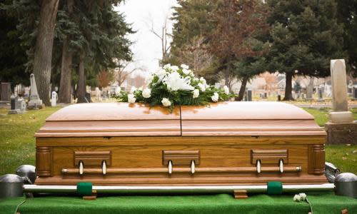 Coffin at a cemetery