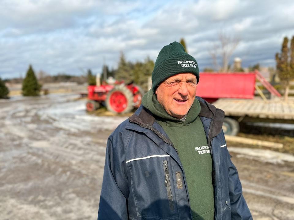 Kenny Stuyt sqints into a bright sun at his Fallowfield Tree Farm, where he worried about the effects of flash freeze on his maples.