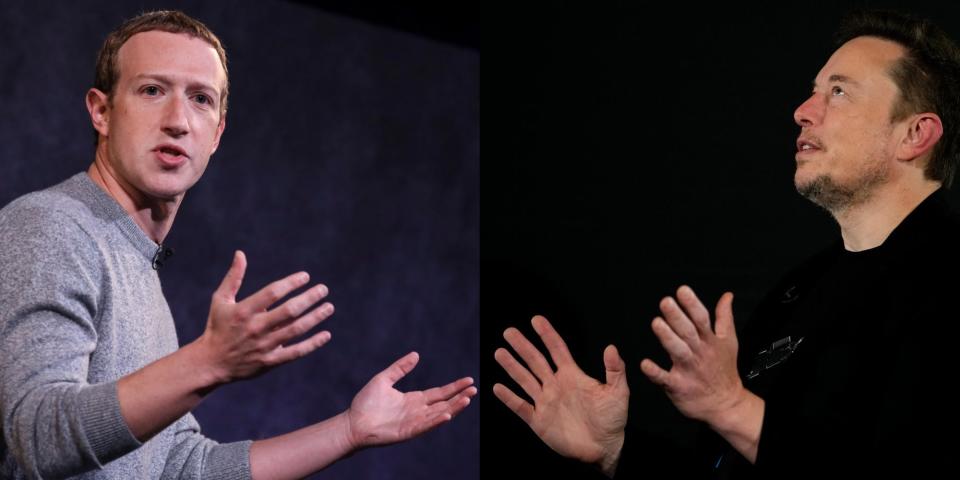 Mark Zuckerberg (left) Elon Musk (right)