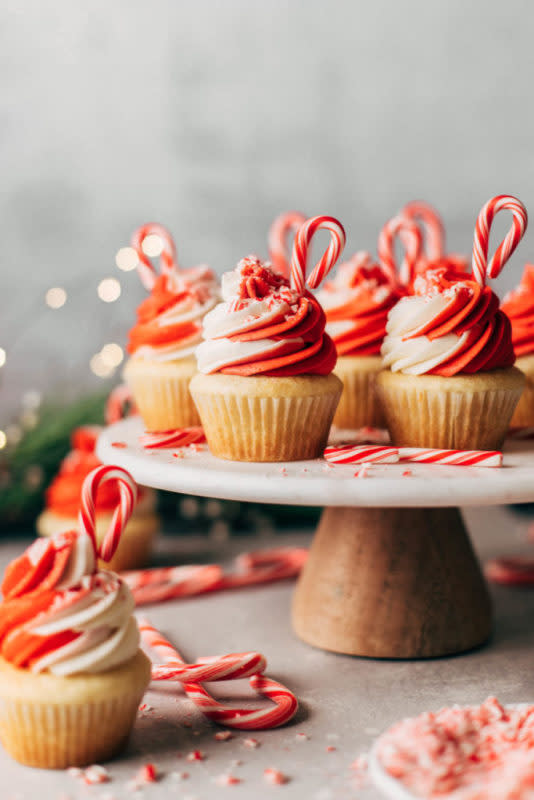 <p>Butternut Bakery</p><p>Spread some holiday cheer with these pretty white chocolate peppermint cupcakes!</p><p><strong>Get the recipe: <a href="https://butternutbakeryblog.com/white-chocolate-peppermint-cupcakes/" rel="nofollow noopener" target="_blank" data-ylk="slk:White Chocolate Peppermint Cupcakes;elm:context_link;itc:0;sec:content-canvas" class="link rapid-noclick-resp">White Chocolate Peppermint Cupcakes</a></strong></p>