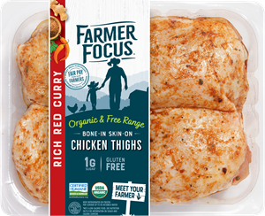 One of the company’s newest pre-seasoned items, Farmer Focus Red Curry Pre-Seasoned Bone-In Skin-On Chicken Thighs won the NEXTY Award for “Best New Organic Food”. The easy to cook item features a uniquely flavored blend of sweet and savory red pepper, ginger and garam masala.