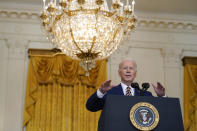 President Joe Biden speaks during a news conference in the East Room of the White House in Washington, Wednesday, Jan. 19, 2022. (AP Photo/Susan Walsh)