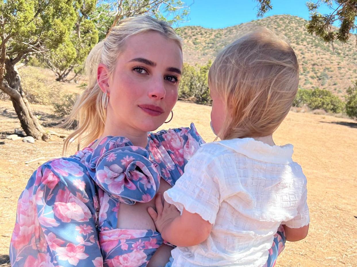 Emma Roberts and her son Rhodes