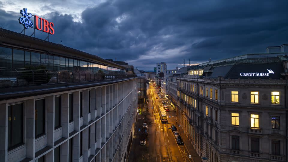 The headquarters of UBS and Credit Suisse in Zurich, Switzerland's financial hub, couldn't be any closer. - Michael Buholzer/EPA-EFE/Shutterstock