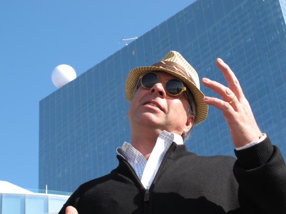 Mitch Gorshin speaks during a news conference in Atlantic City, N.J. on March 7, 2012. Gorshin, whose father Frank played "The Riddler" on the "Batman" TV series, says the ball is a constantly changing piece of artwork that will define the identity of the $2.4 billion resort, due to open on April 2. (AP Photo/Wayne Parry)
