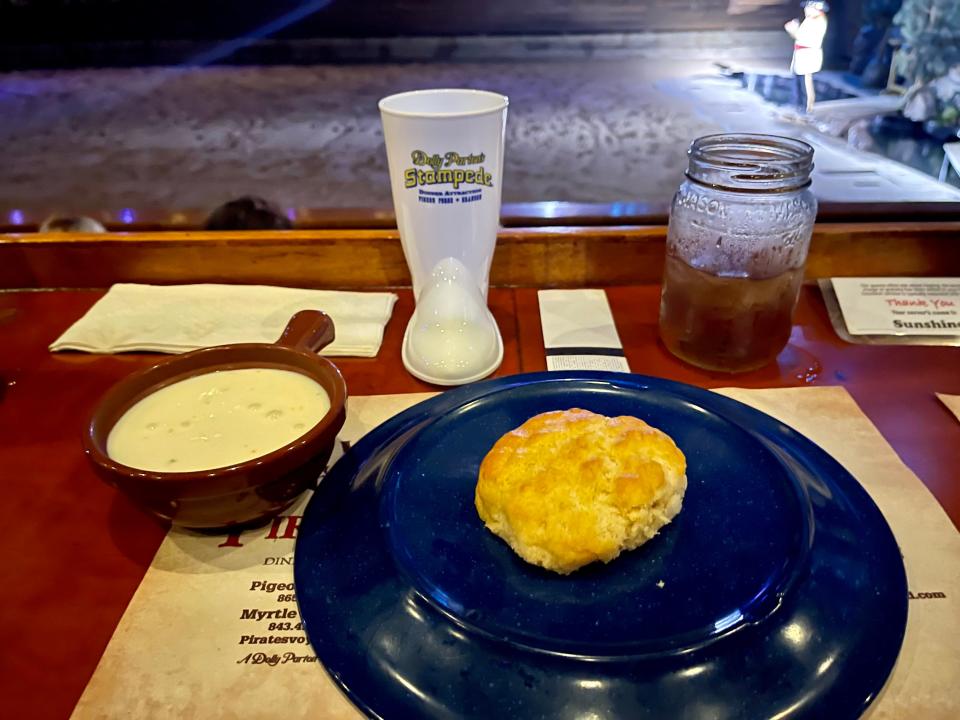 soup and biscuit appetizer from Dolly Parton's Stampede