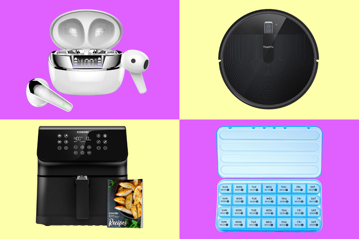 amazon coupons: earbuds, robot vacuum, air fryer, pill organizer