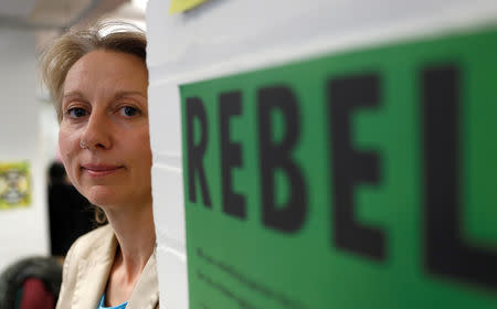 Co-founder of the Extinction Rebellion group, Gail Bradbrook poses for a photograph at the Extinction Rebellion offices in London, Britain, April 26, 2019. Picture taken April 26, 2019. REUTERS/Peter Nicholls