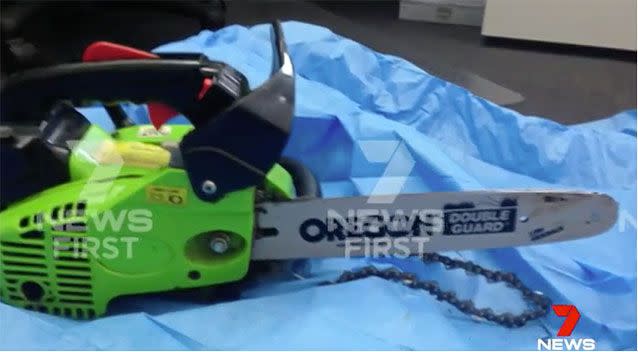 Purvis used this chainsaw in his attack. Source: 7 News