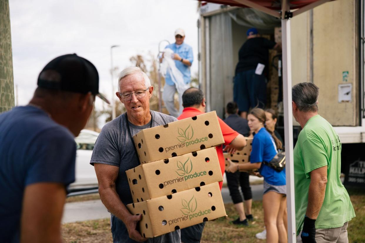 Harry Chapin and food pantry volunteers provide fresh produce and healthy food after Hurricane Ian. Its board has been instrumental in leading the fight against hunger in the community.