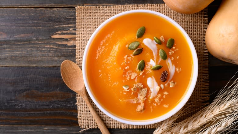 bowl of orange squash soup