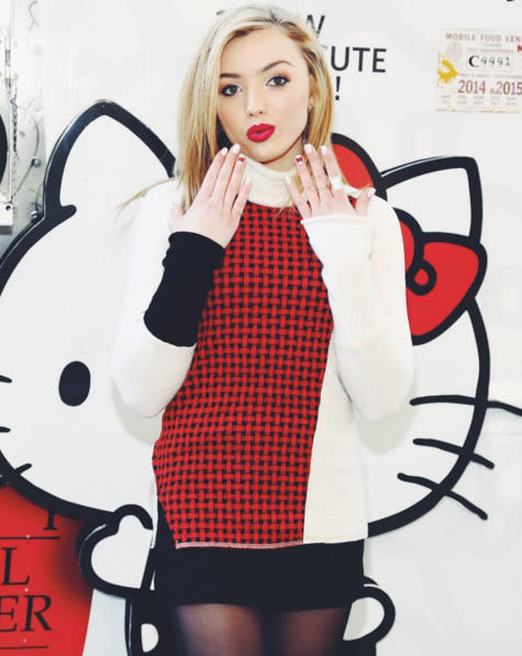 Disney star Peyton List: “Spending the morning celebrating the launch of @opi_products Hello Kitty launch. Come stop by and say hi and warm up with pink hot cocoa #hellokittybyOPI #OPI” -@peytonlist