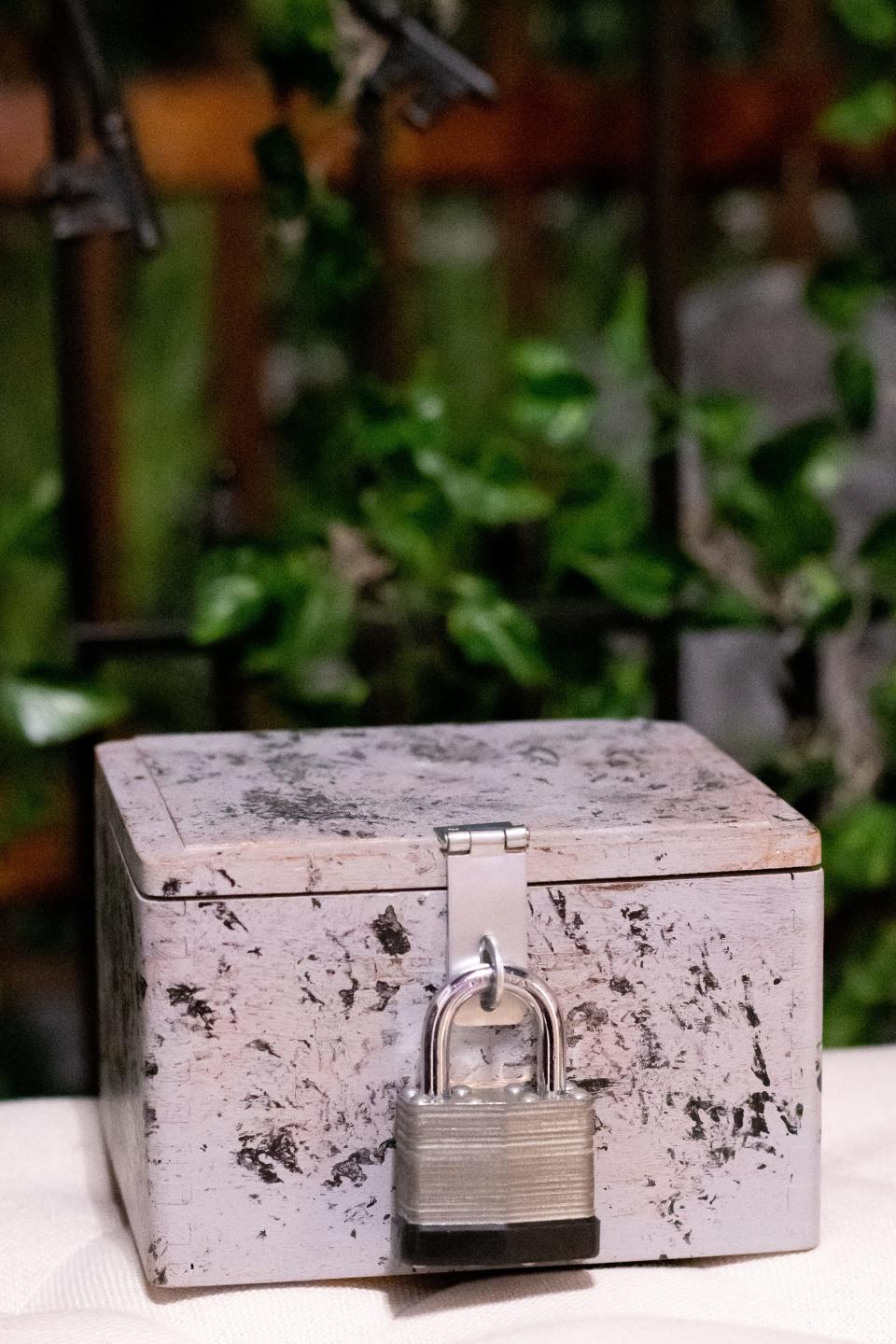 One of the locked boxes in the newly opened Escape Zone!! in Cambridge awaits guests as they try to solve clues and escape from the Shallow Grave Cemetery room. Owner Karen Abrams has plans to open more themed rooms at the location, which offers online booking for parties.