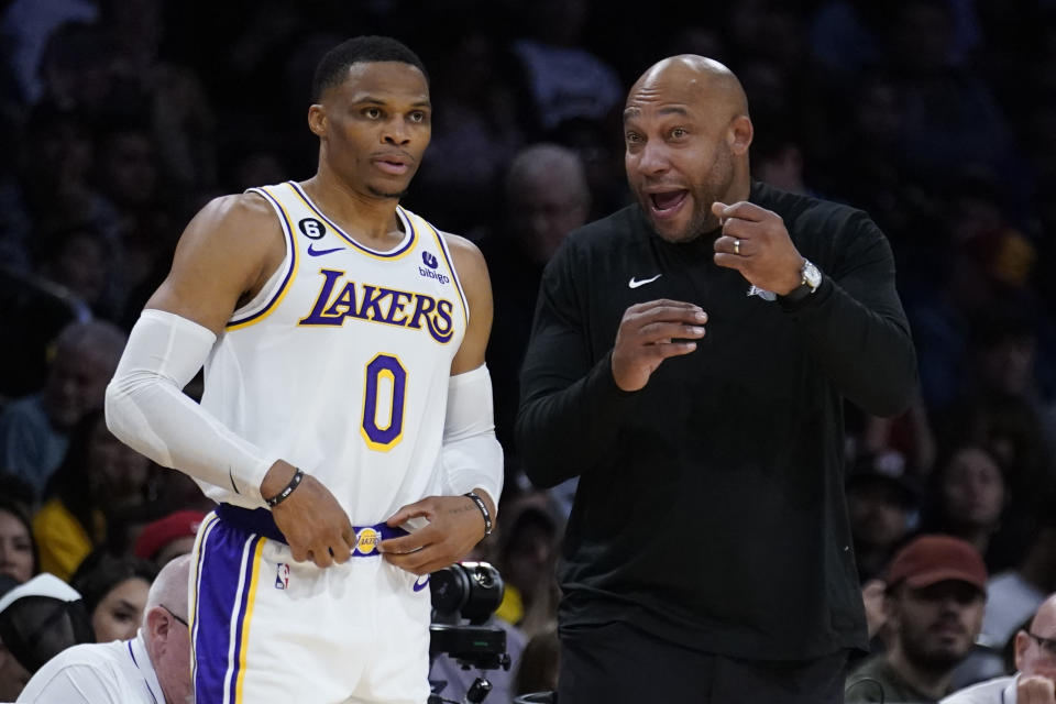 Russell Westbrook might not be long for the Los Angeles Lakers. (AP Photo/Marcio Jose Sanchez)