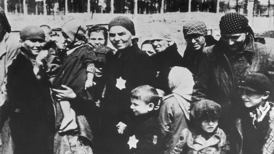 Jewish prisoners at Auschwitz concentration camp in Poland. - Hulton Archive/Getty Images