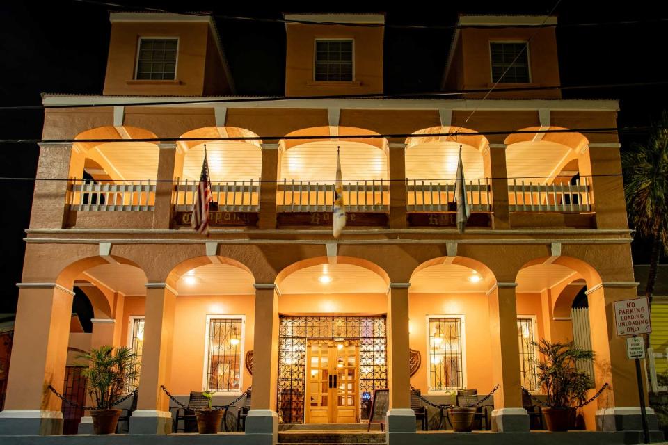 Exterior of Company House Hotel at night