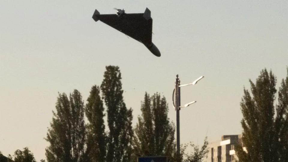 A Shahed drone during attacks in Kyiv on October 17, 2022. <em>Photo by YASUYOSHI CHIBA/AFP via Getty Images</em>