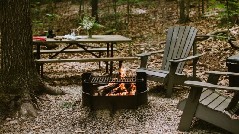 There's a fire pit to cook over or to just enjoy the warmth of the flames.