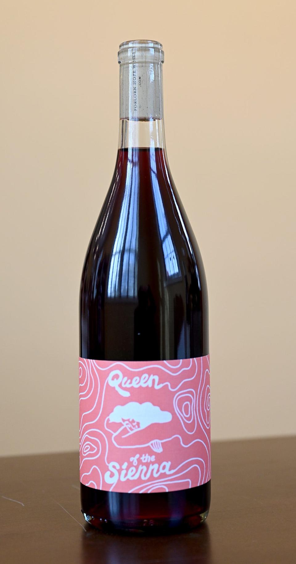 Forlorn Hope 2019 "Queen of the Sierra," a red wine that is a blend of Zinfandel and other grapes, at  Fiske & Main Specialty Wine and Cheese in Upton, Feb. 16, 2022. 