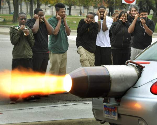 Jet-engine powered VW visits Detroit