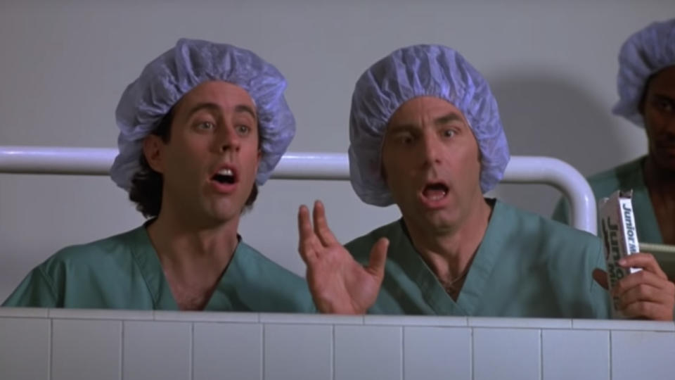 Kramer Drops A Junior Mint Into Roy During His Operation (Season 4, “The Junior Mint”)