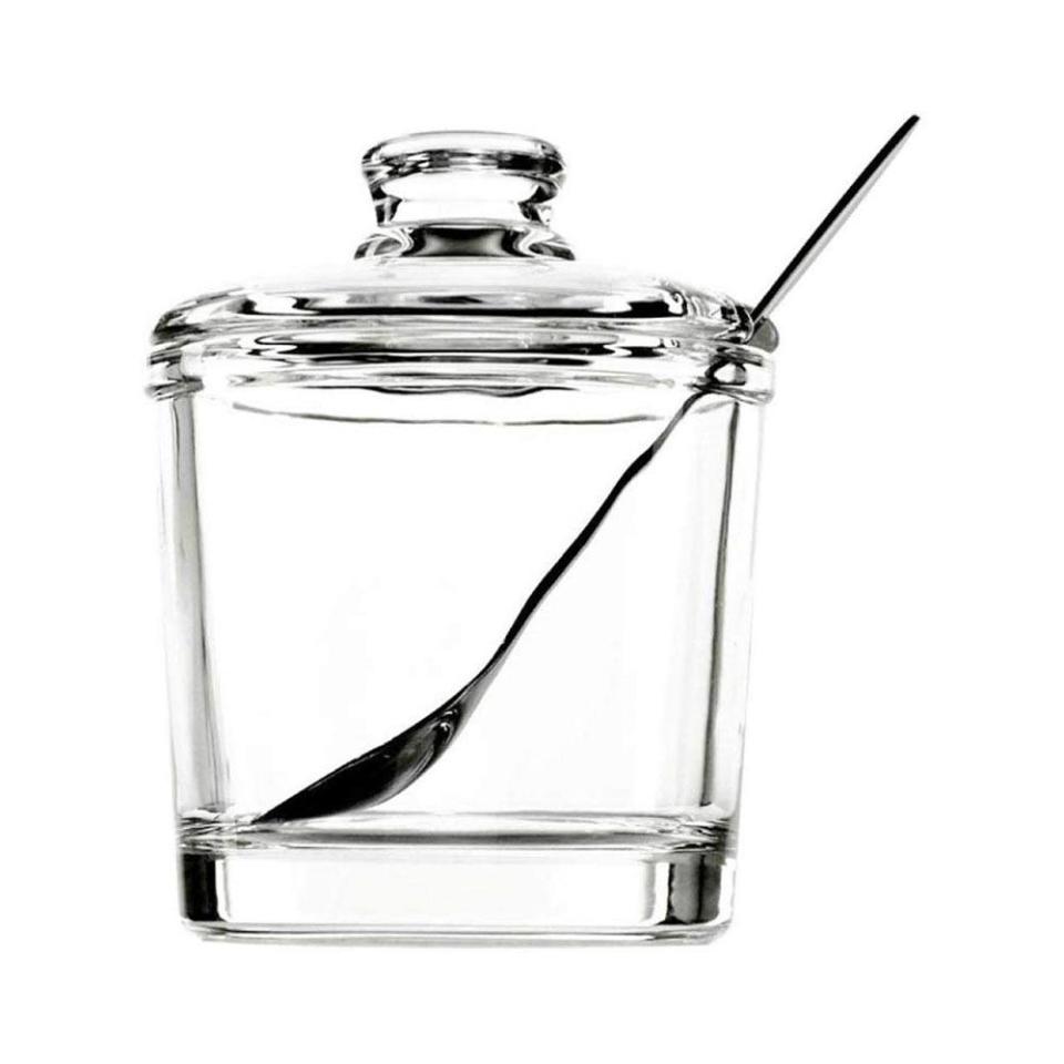 4) 123Arts Glass Sugar Bowl With Lid & Stainless Steel Spoon