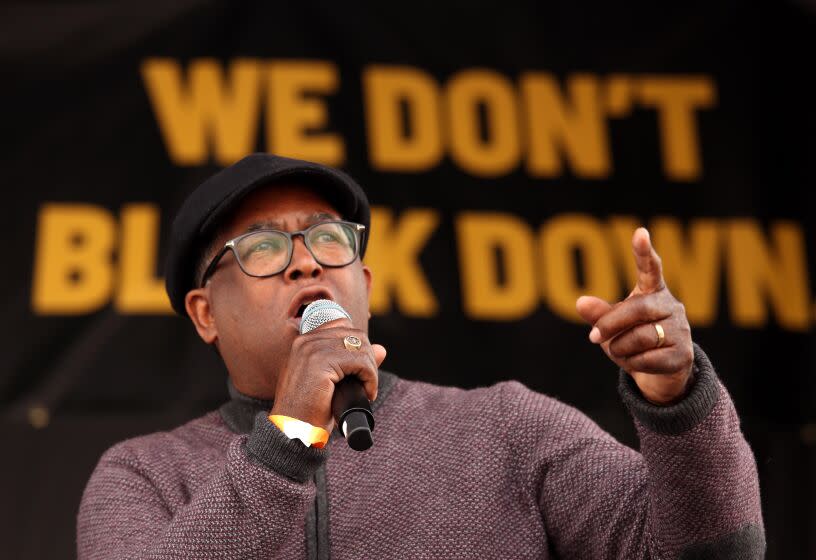 Suspended L.A. Councilman Mark Ridley-Thomas at a "homecoming" event for Mayor Bass at Leimert Park on Dec. 10, 2022.